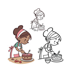 Young girl blowing out birthday candles on chocolate cake celebrating festive occasion isolated on transparent background