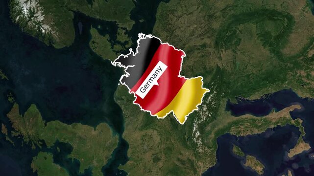 Animated germany map with national flag