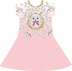Cute and Delicate Baby Owl Illustration for Kids Dress