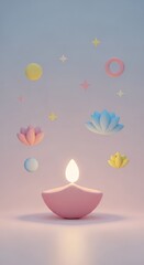 Fototapeta premium Happy Diwlai 2025 background with diwali themed illustration for social media wishes