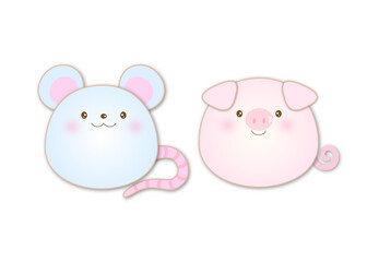 Cute, Adorable, and Round-shaped Animals: Mouse and Piggy