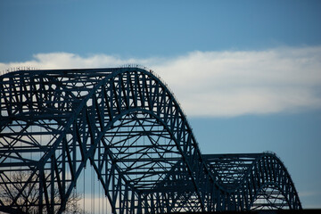 The Hernando deSoto Bridge crosses the Mississippi River in Memphis, Tennessee, USA.