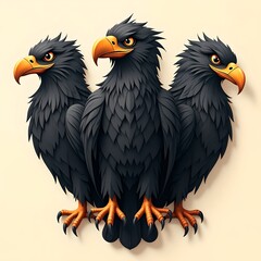 Three Identical Black Hawks Standing