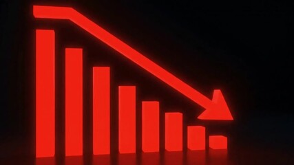 Dramatic Red Graph Declining Stock Market Crash Economic Downturn Financial Crisis Recession Fear Loss Failure - Powered by Adobe