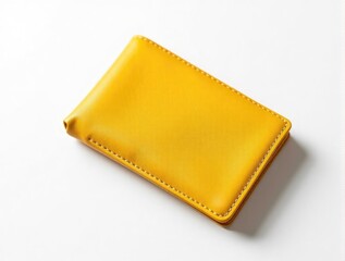 Yellow leather wallet on white background