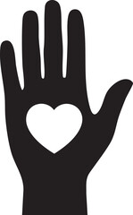 Fototapeta premium Human Values Silhouettes Human Rights Day Open Palm Heart Compassion Core Ethics Minimal Icon