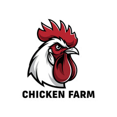 Chicken Farm logo featuring a rooster head with red comb and wattle.