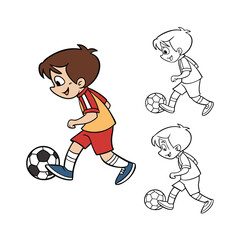 Joyful young boy happily running wearing casual clothes outdoor scene isolated on transparent background