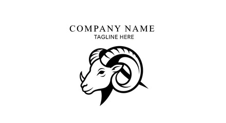 Black and white graphic logo featuring a stylized ram's head with large curved horns, representing strength and determination.
