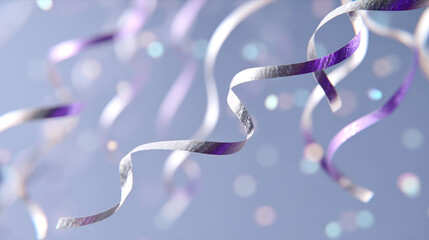 Rotating holographic streamers with falling diagonal sparkles for party decoration