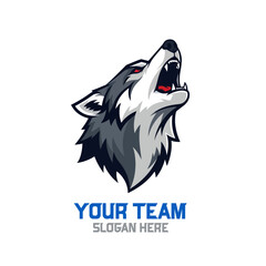 Fototapeta premium Wolf head mascot logo with open mouth howling.