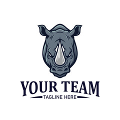 Fierce rhinoceros head mascot logo, a powerful emblem for a sports team or brand.