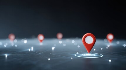 foodtech startup strategy Red location pins on a digital map representing navigation and connectivity in a tech landscape.