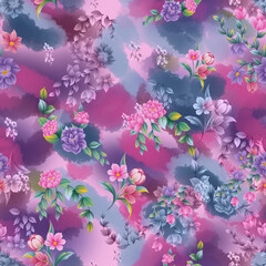 ilustrasi seamless pattern flower cute