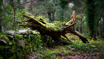 Fallen tree outdoors woodland forest