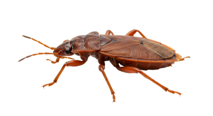Close-up of brown giant water bug isolated on white background, perfect for educational and scientific use
