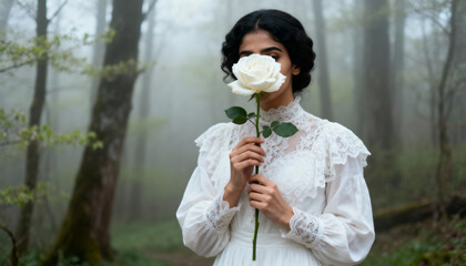 woman with a bouquet of flowers