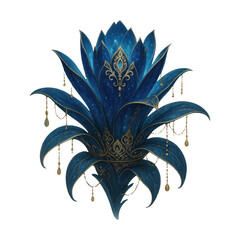 PNG Elegant blue floral ornament design.