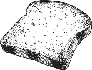 Slice of bread sketch, hand drawn style, detailed rustic illustration — stock vector