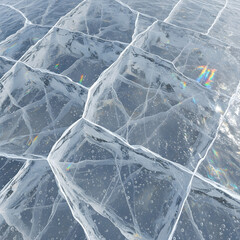 Detailed Ice Surface with Prismatic Light Refraction