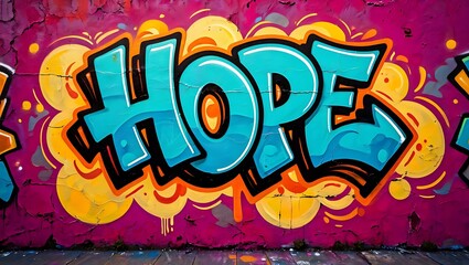 Fototapeta premium Graffiti art showcasing the word hope with urban artistic expression
