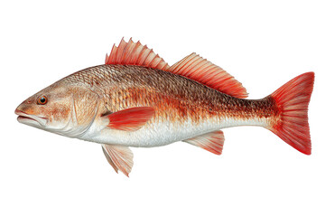 Reddish fish illustration, reddish fins and scaled body