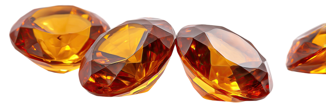 Amber gems, faceted and set against a black background