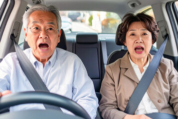 危ない！　高齢夫婦の乗る車