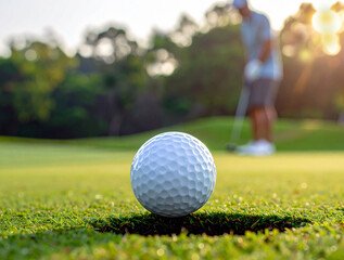 カップイン直前のゴルフボール