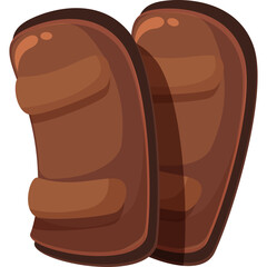 A Pair Of Brown Leather Baseball Catcher's Shin Guards On A Transparent Background Ready For Action