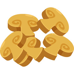 A Pile Of Sliced Brown Mushrooms With A Transparent Background