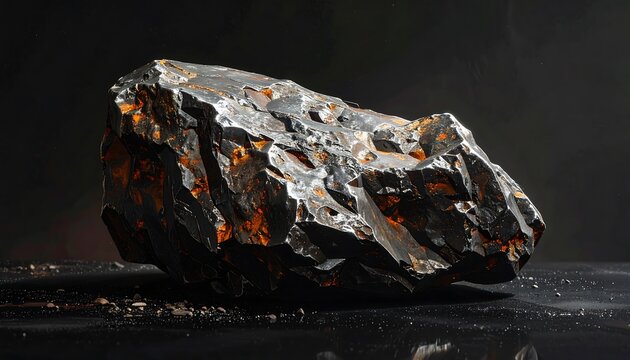Striking Tektite Specimen - A Glimpse into Cosmic Origins on Dark Surface.