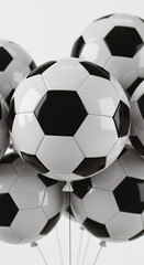 Obraz premium Close-up of a cluster of soccer ball balloons in a vertical image 