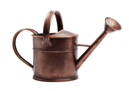 Textured copper watering can with long spout
