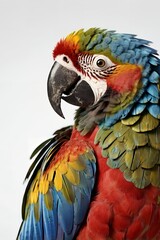 Fototapeta premium ببغاء ملون من نوع مكاو ، على خلفية بيضاء