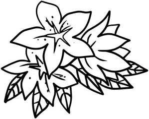 Rhododendron Flower Vector Outline Line Art Drawing