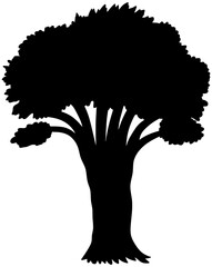 Plains Cottonwood Tree Silhouette Vector Shadow Illustration