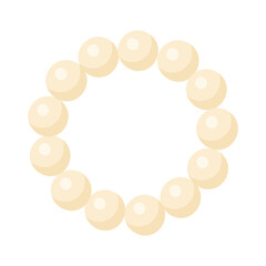 Flat vector illustration of a pearl bracelet in soft beige tones, minimal elegant design, white background.
