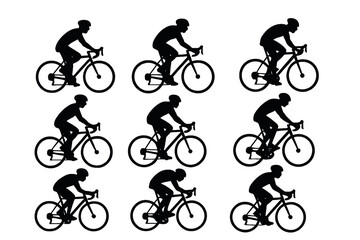 Obraz premium Dynamic Cyclist Silhouettes Motion Sequence Isolated On Transparent Background For Sports And Fitness Concepts
