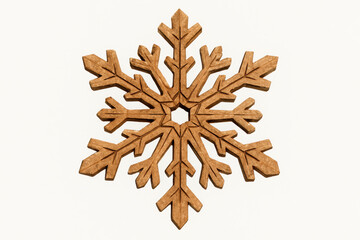 Wooden snowflake cut-out decorating winter holiday season