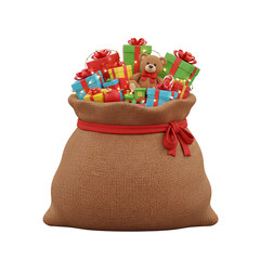 Santa's Sack Full of Christmas Gifts 3D Render Illustration