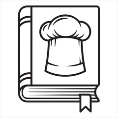 Cookbook Recipe Book Chef Hat Outline Illustration for Culinary Recipes