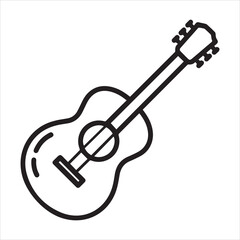 Acoustic Guitar Outline Icon Musical Instrument String Instrument  Music Player Flat Vector