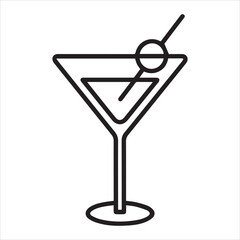 Martini Glass Silhouette Cocktail Drink Alcohol Beverage Vector Design Element Icon