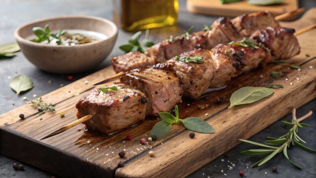 Kontosouvli Greek Pork Skewers with Herbs and Charcoal Grilled Perfection