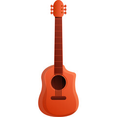 Fototapeta premium Acoustic Guitar With Six Strings And Cutaway Body In A Warm Orange Hue Isolated On A White Background