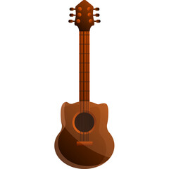 Naklejka premium Acoustic Guitar With Six Strings Brown Wood Body and Neck Shadow on Transparent Background
