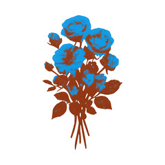 Fototapeta premium PNG Vintage blue rose bouquet illustration.
