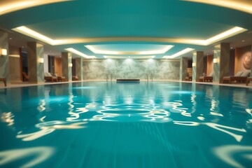 Generative AI luxury indoor swimming pool spa experience.