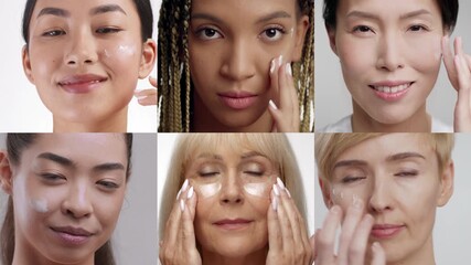 A collage showcases diverse women indulging in self care routines at home. Each person engages in activities promoting beauty and relaxation, highlighting unique skincare techniques.